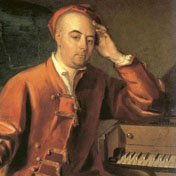 Handel portrait with a harpsichord